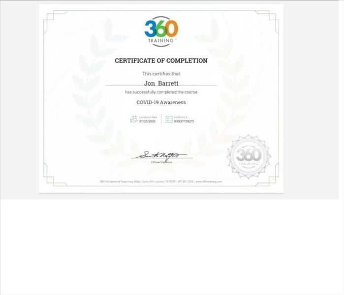 Covid 19 cleaning, cleaning for covid, cleaning for covid 19, CDC covid cleaning, certificate of completion image