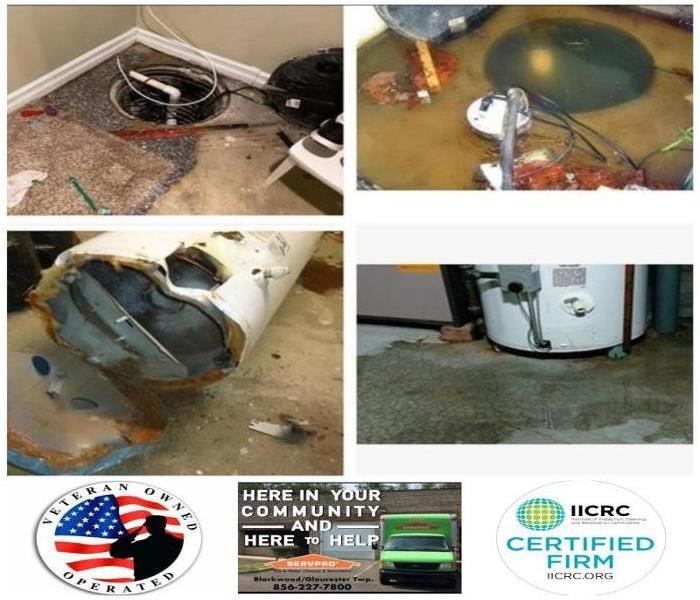 commercial sump pump failure, and hot water heater failure, 
