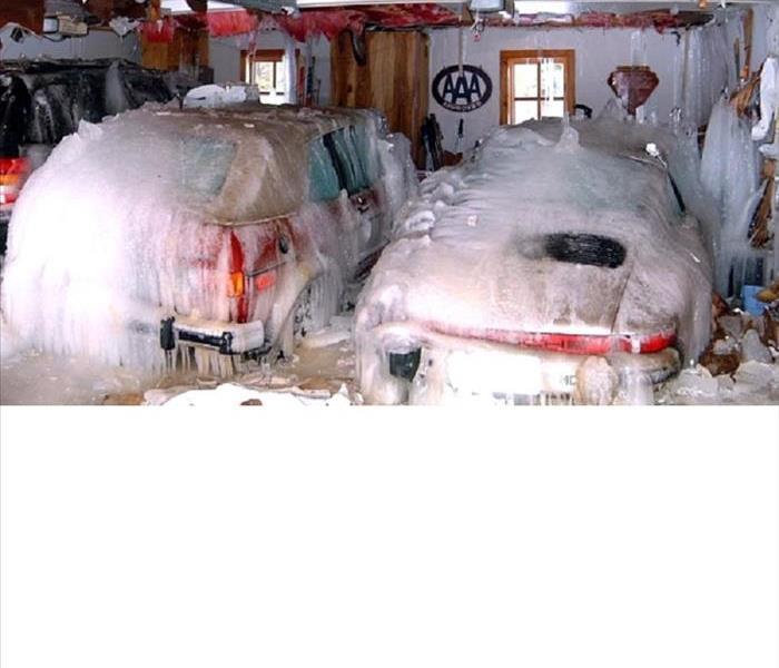 Water damage cleanup and repair, warehouse water damage cleanup, ac pipe frozen - frozen cars